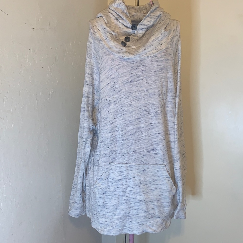 Rare Sol Angeles White/Gray /Blue Heathered Hooded Sweatshirt- Size Large
